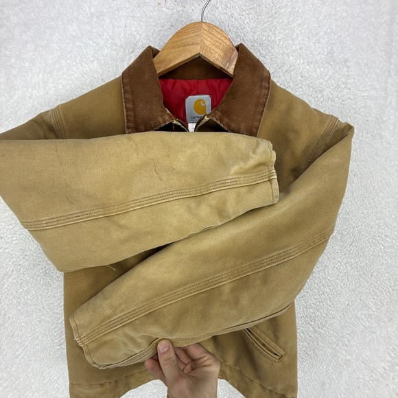 Carhartt Detroit Jacket Quilt Lined Youth 14 (XL) Y20 BRN Brown Red Lining - Picture 14 of 16